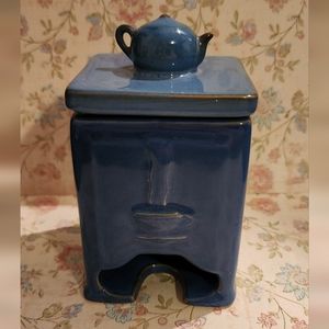 Vintage Blue Ceramic Tea Bag Dispenser